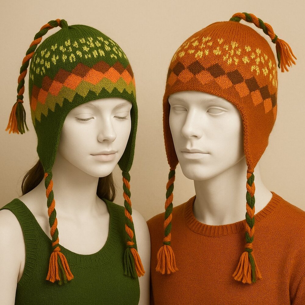 Reversible Alpaca-Blend Chuyo – Green & Orange – 2 Looks in 1!